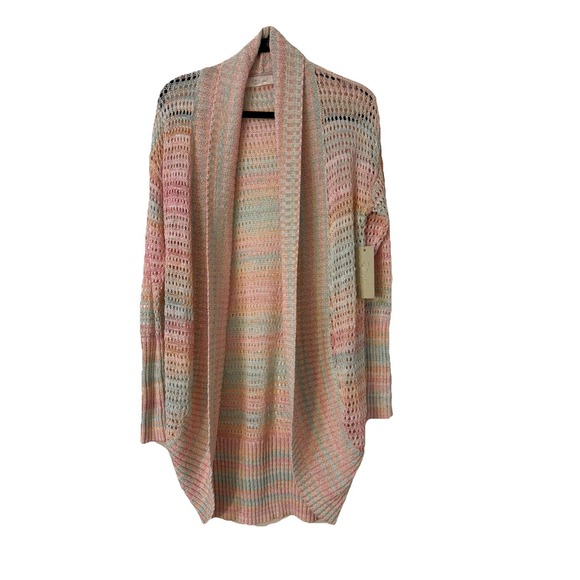 RD Style Sweaters - RD Style Rainbow Knit Open Front Cardigan Sweater Size L Chunky Knit Hippie‎